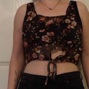 Sheer floral crop top